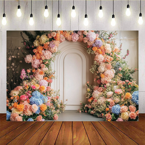 Mocsicka Spring Romantic Flower Arch Wedding Photo Backdrop B
