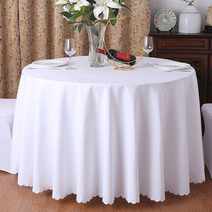 Mocsicka 10ft White Seamless Polyester Round Tablecloth