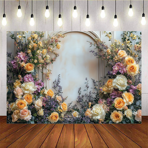 Mocsicka Spring Romantic Flower Arch Wedding Photo Backdrop D