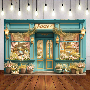 Mocsicka Easter Theme Egg Blue Shop Backdrop L