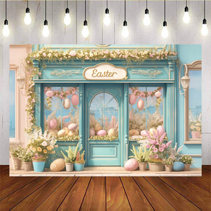 Mocsicka Easter Theme Egg Blue Shop Backdrop M