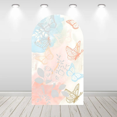 Mocsicka Butterflies Baby Shower Double-printed Arch Cover Backdrop