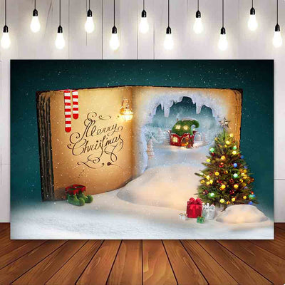 Mocsicka The World of Ice and Snow in Books Backdrop for Christmas Party