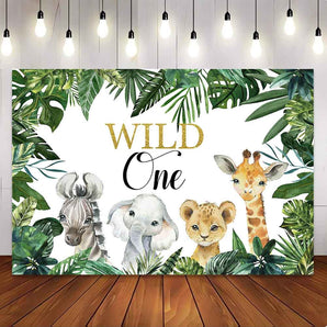 [Only Ship To U.S] Mocsicka Baby Animals Wild One Happy Birthday Party Backdrop-Mocsicka Party