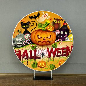 Mocsicka Evil Pumpkin Head Happy Halloween Party Round Cover