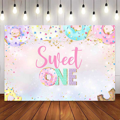 [Only Ship To U.S] Mocsicka Donut Sweet One Happy First Birthday Party Backdrop-Mocsicka Party
