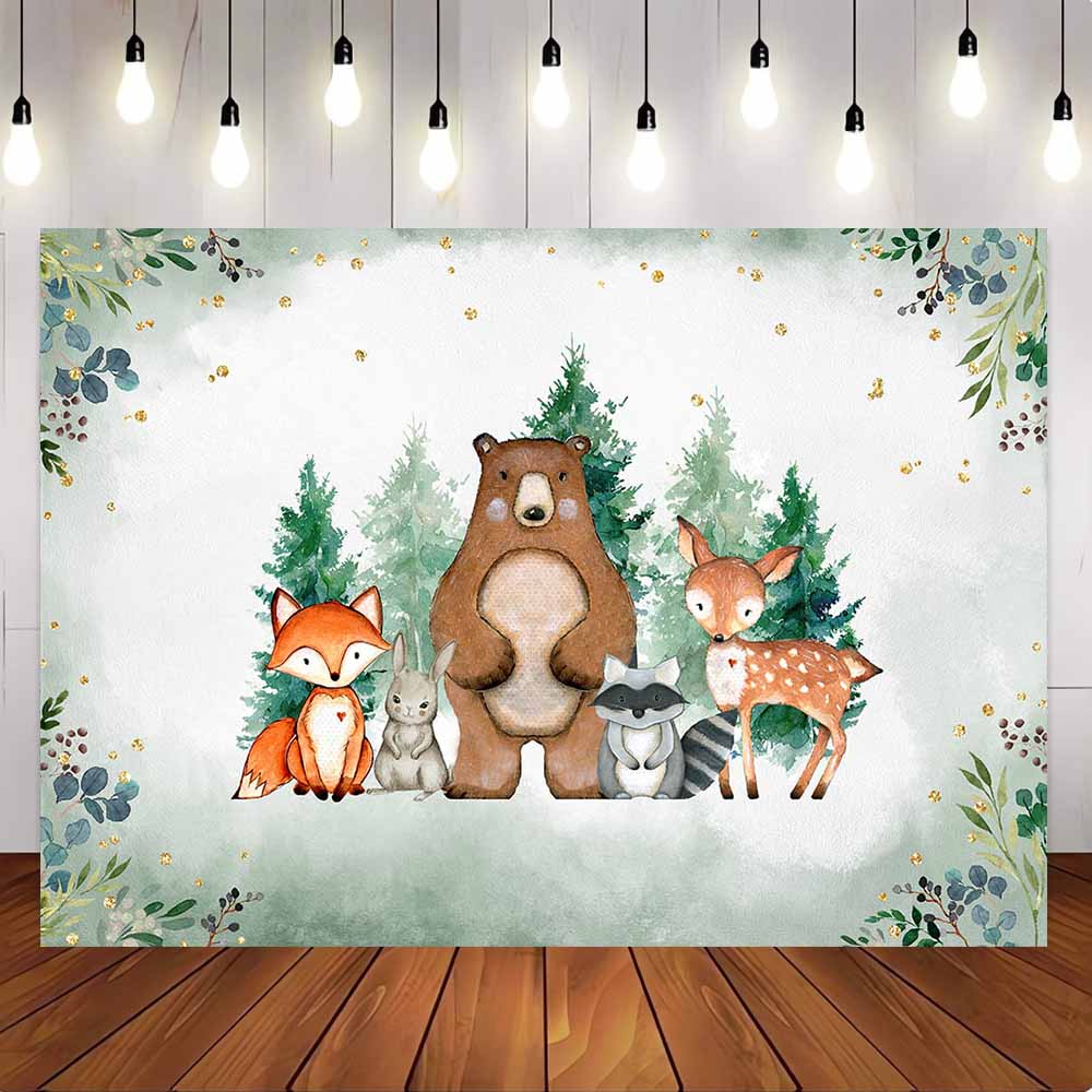 [Only Ship To U.S] Mocsicka Wild Animals and Forest Backdrop for Party Decoration-Mocsicka Party