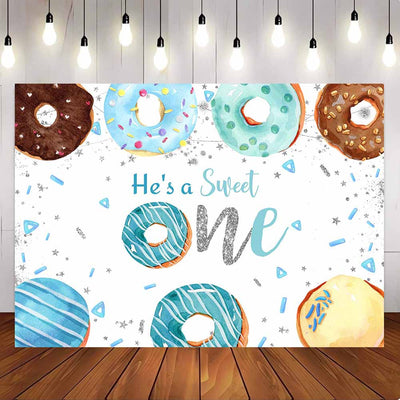 [Only Ship To U.S] Mocsicka Sweet Donut He's a Sweet One Happy Birthday Party Backdrop-Mocsicka Party