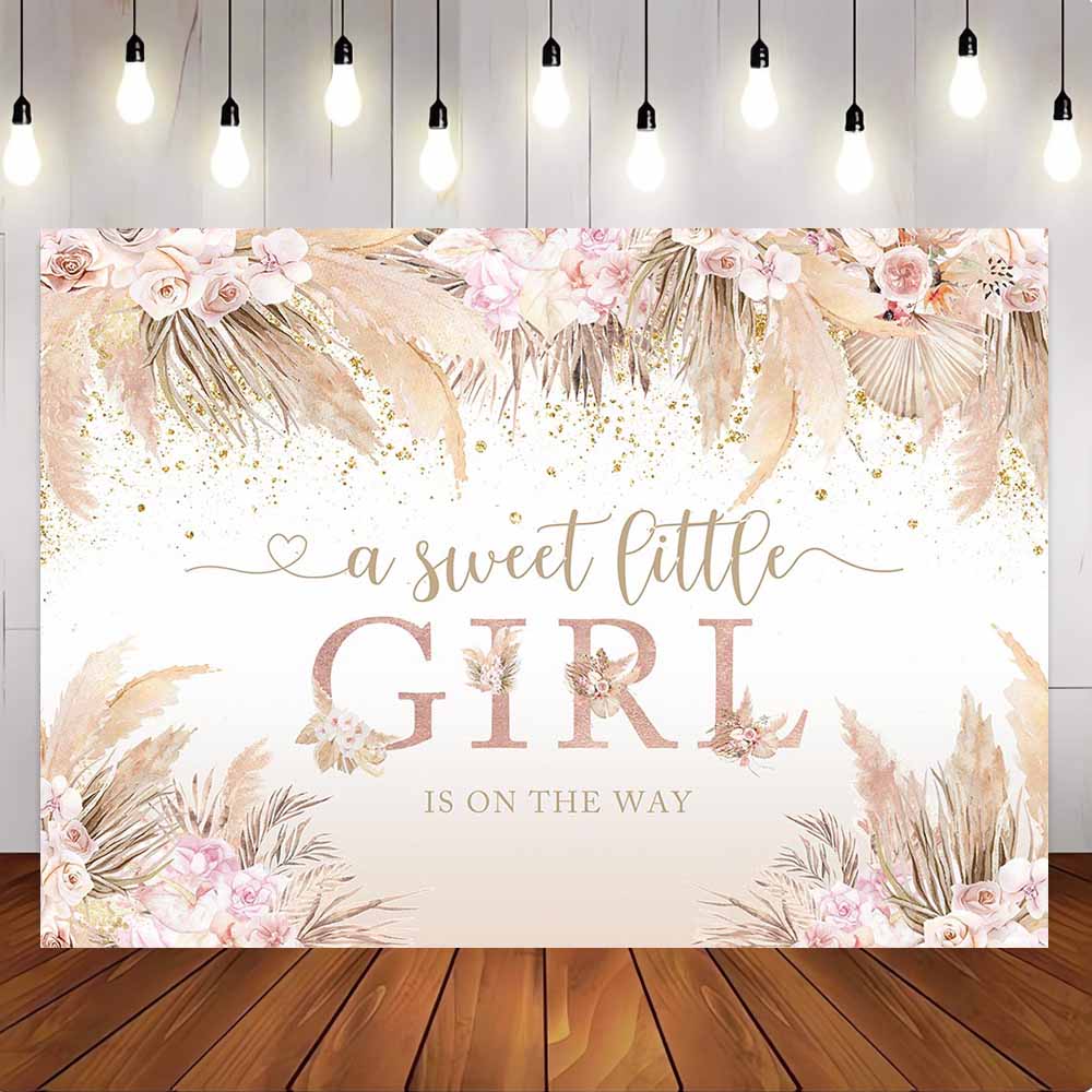 [Only Ship To U.S] Mocsicka Boho a Sweet Litter Girl is on the Way Baby Shower Party Backdrop-Mocsicka Party