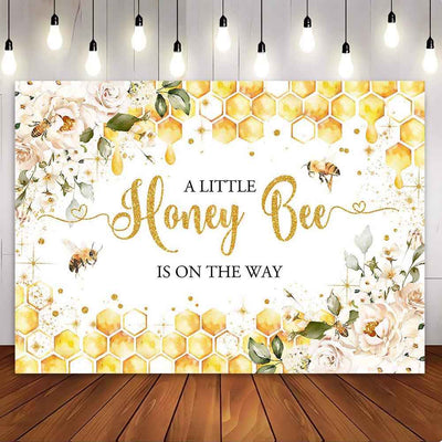 Mocsicka A Little Honey Bee is on the Way Baby Shower Party Backdrop-Mocsicka Party