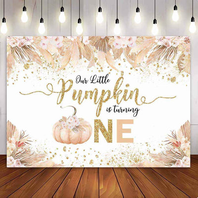 Mocsicka Our Little Pumpkin is Turning One Baby Shower Party Backdrop-Mocsicka Party