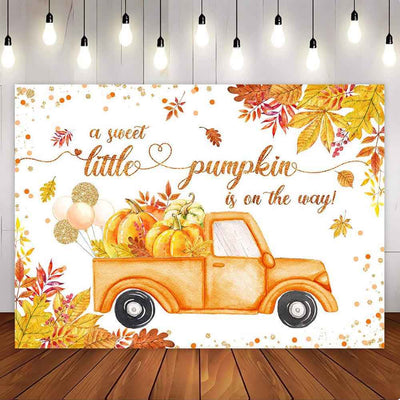 Mocsicka Gold a Little Sweet Pumpkin is on the way Baby Shower Party Backdrop-Mocsicka Party