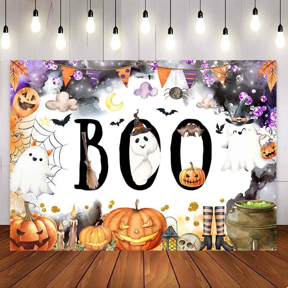 Mocsicka Halloween Theme Boo Backdrop for Party Decoration-Mocsicka Party