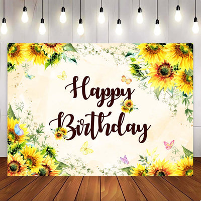 Mocsicka Sunflower Happy Birthday Party Backdrop