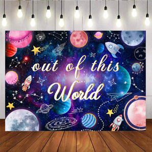 Mocsicka Out of the World Happy Birthday Party Backdrop