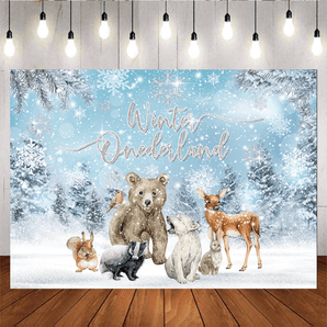 Mocsicka Baby Wild Animals Winter Onederland Party Backdrop
