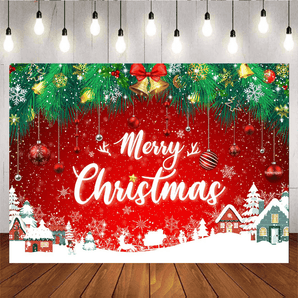 Mocsicka Snowflake Red Merry Christmas Party Photo Backdrop