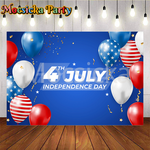 Mocsicka Balloons And Gold Ribbons Happy 4th Of July Independence Day Backdrops
