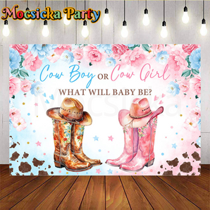 Mocsicka Cow Boy or Cow Girl Backdrop for Baby Shower