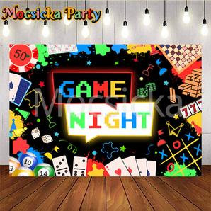 Mocsicka Game Night Crazy Party Backdrop