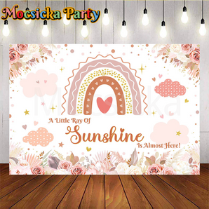 Mocsicka A Little Ray of Sunshine Backdrop for Baby Shower
