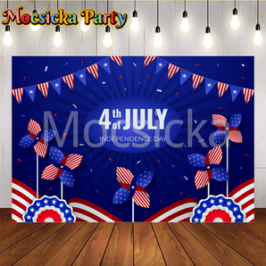 Mocsicka Windmill And Flag Happy 4th Of July Independence Day Backdrops
