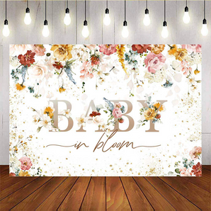 Mocsicka Baby in Bloom Baby Shower Backdrop Wildflower Girl Baby Shower Background Spring Flowers Baby Shower Party Backdrop