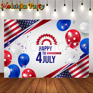 Mocsicka Balloons and ribbons Happy 4th of July Independence Day Backdrops I