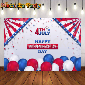 Mocsicka Balloons and ribbons Happy 4th of July Independence Day Backdrops