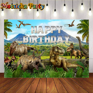 Mocsicka Jurassic Dinosaur-Themed Party Backdrop for Birthday