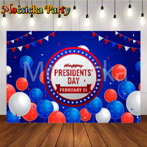 Mocsicka Balloons And Flags Happy Presidents Day February 21 Backdrops