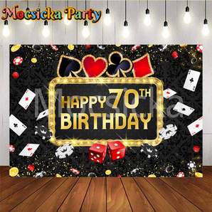Mocsicka Spades And Hearts Happy 70th Birthday Backdrop