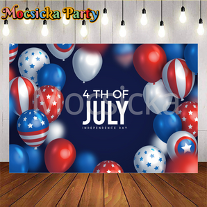 Mocsicka American flag and balloons celebrating Fourth of July Independence Day Backdrops I