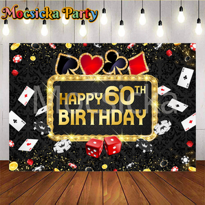 Mocsicka Spades And Hearts Happy 60th Birthday Backdrop