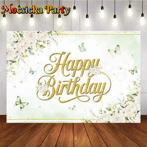 Mocsicka Floral-Themed Party Backdrop for Birthday