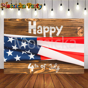 Mocsicka Happy Fourth of July American Flag and Ballons Celebrating Independence Day Backdrops