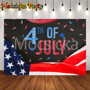 Mocsicka Happy Fourth of July American Flag and Ballons Celebrating Independence Day Backdrops III
