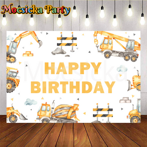 Mocsicka Toy Car-Themed Party Backdrop for Birthday