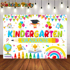 Mocsicka Celebrating Kindergarten Graduation White Backdrop