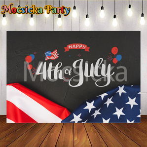 Mocsicka Happy Fourth of July American Flag and Ballons Celebrating Independence Day Backdrops I
