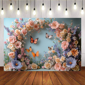 Mocsicka Beautiful Butterfly And Flowers Party Photo Backdrop