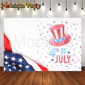 Mocsicka Happy Fourth of July American Flag Celebrating Independence Day Backdrops