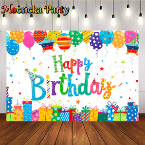 Mocsicka Gifts & Balloons Party Backdrop for Birthday