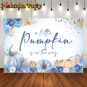Mocsicka A little pumpkin is on the way with blue for Baby shower