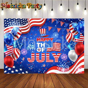 Mocsicka Happy 4th of July Backdrop Patriotic Happy Independence Day Party Backdrop