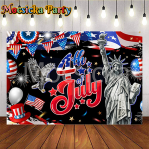 Mocsicka 4th of July Banner Patriotic Independence Day Decorations Flag Day Yard Sign Patriotic Memorial National Party  Backdrops
