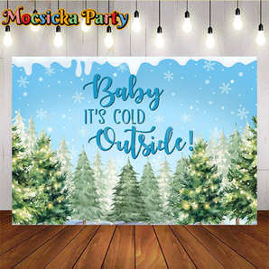 Mocsicka Baby It’s Cold Outside Backdrop for Baby Shower