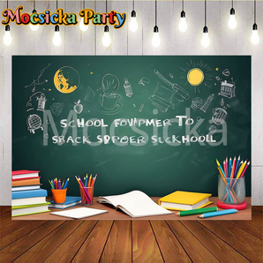 Mocsicka Back to School Chalkboard School Supplies Welcome Party Backdrop