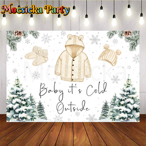 Mocsicka Baby It’s Cold Outside Backdrop for Baby Shower