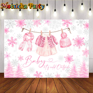 Mocsicka Baby It’s Cold Outside Backdrop for Baby Shower